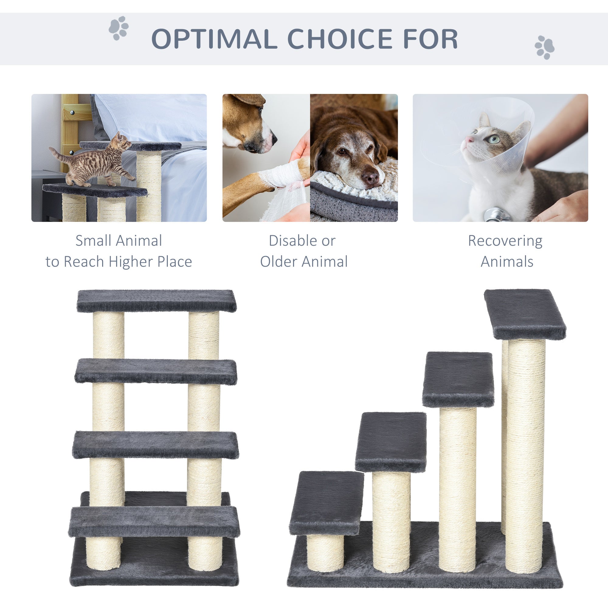 Pet Stairs 4 Steps Dog Cat Little Older Animal Climb Ladder Navy Blue