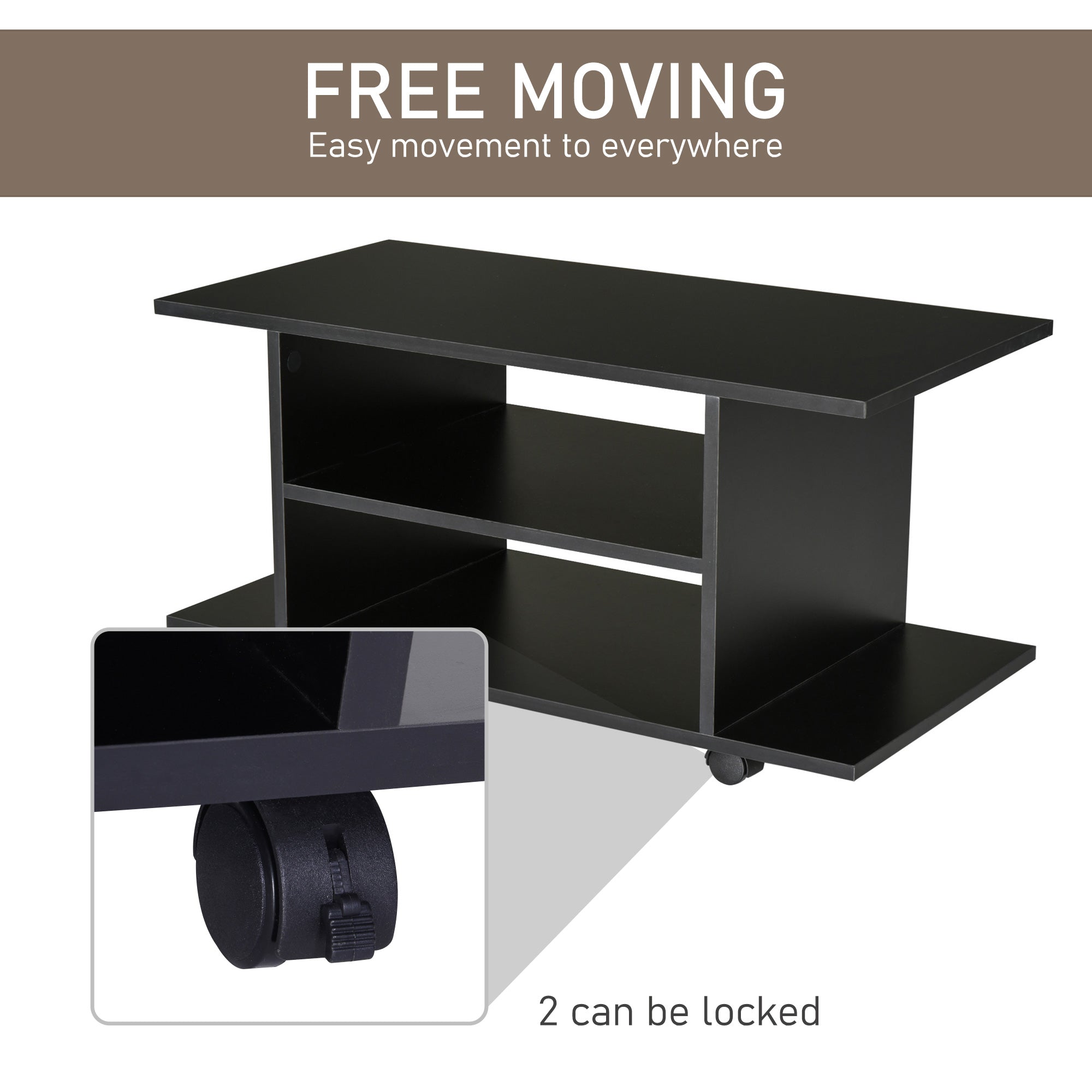 TV Stand W/ Shelves -Black