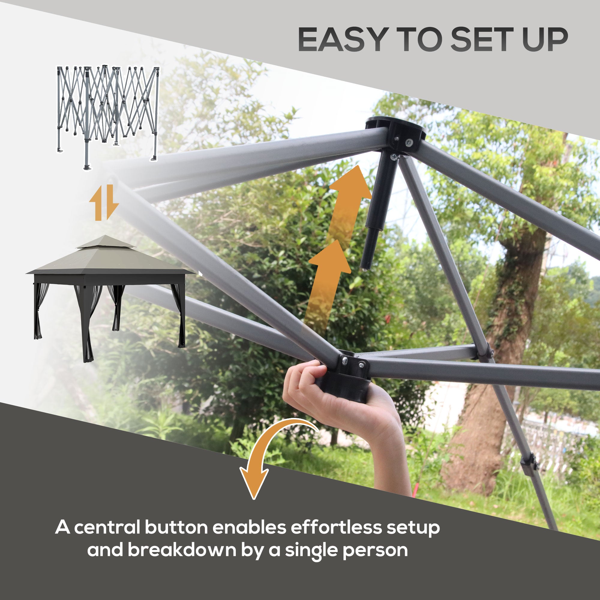 3 x 3 Metre Pop Up Gazebo with Mosquito Netting and Sandbags - Grey