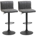 Set of 2 Adjustable Height Bar Stools with Footrest - Grey