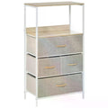 Chest of Drawers Storage Cabinet with 4 Fabric Bins for Bedroom, Living Room & Entryway - White