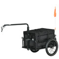 Steel Bike Trailer with 65L Foldable Cargo Box, Reflectors, 40KG Load Capacity - Black