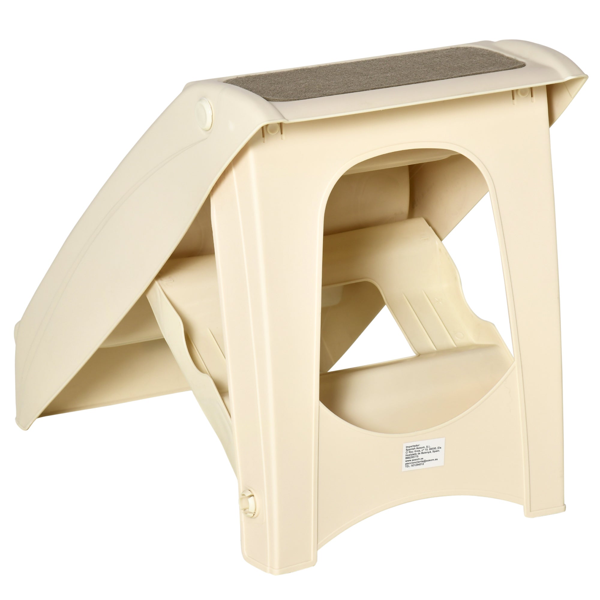 Foldable Pet Stairs, 4-Step for Cats Small Dogs with Non-slip Mats, 62 x 38 x 49.5 cm, Beige