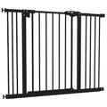 Adjustable Metal Dog Gate 74-100cm Wide with Auto Close Door - Black