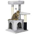 Cat Tree Tower Climbing Activity Center with Sisal Scratching Post and Massage Toy 48x48x80cm - Light Grey