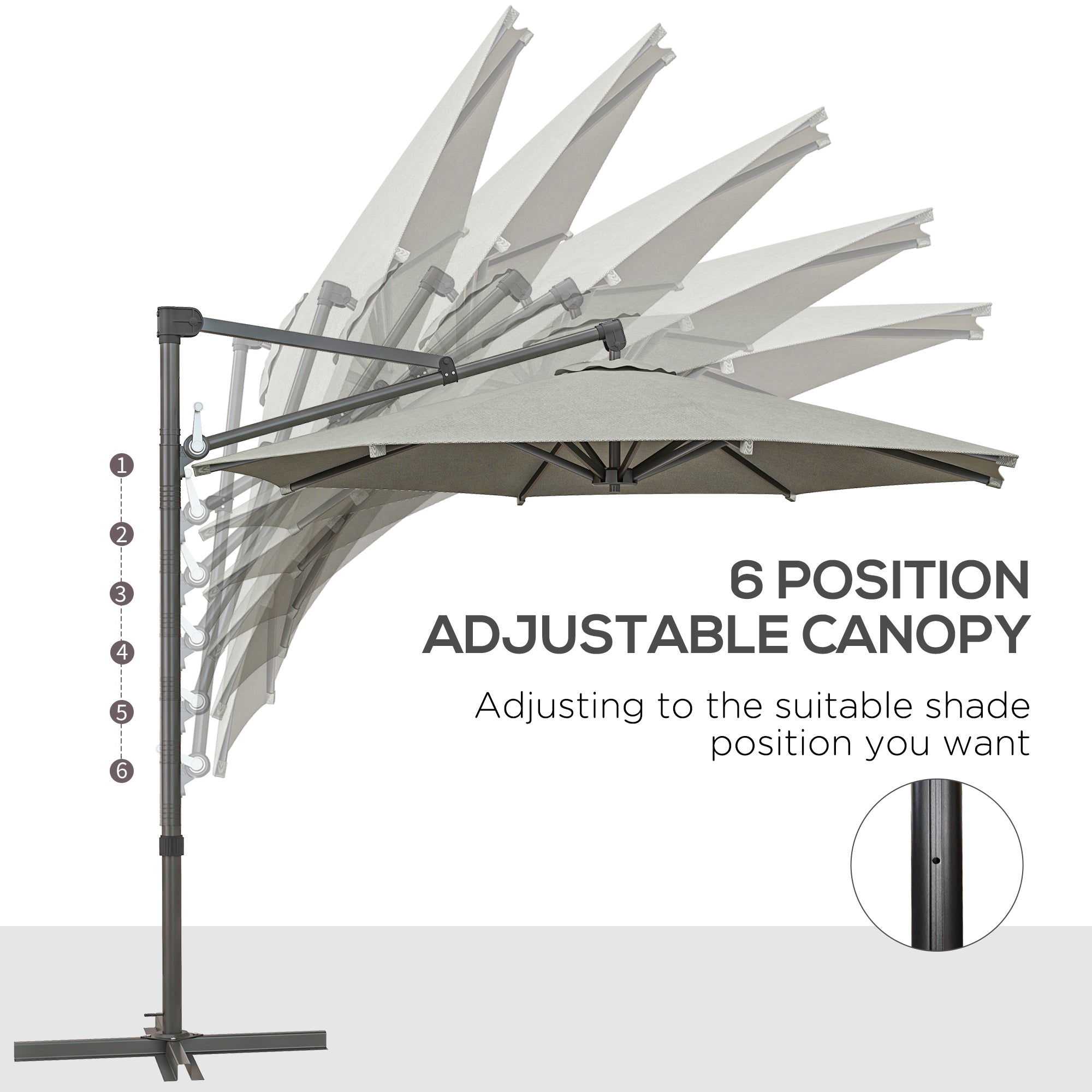 3 m Cantilever Banana Parasol with Cross Base, 360° Rotation Patio Umbrella with Crank Handle, Tilt, Beige