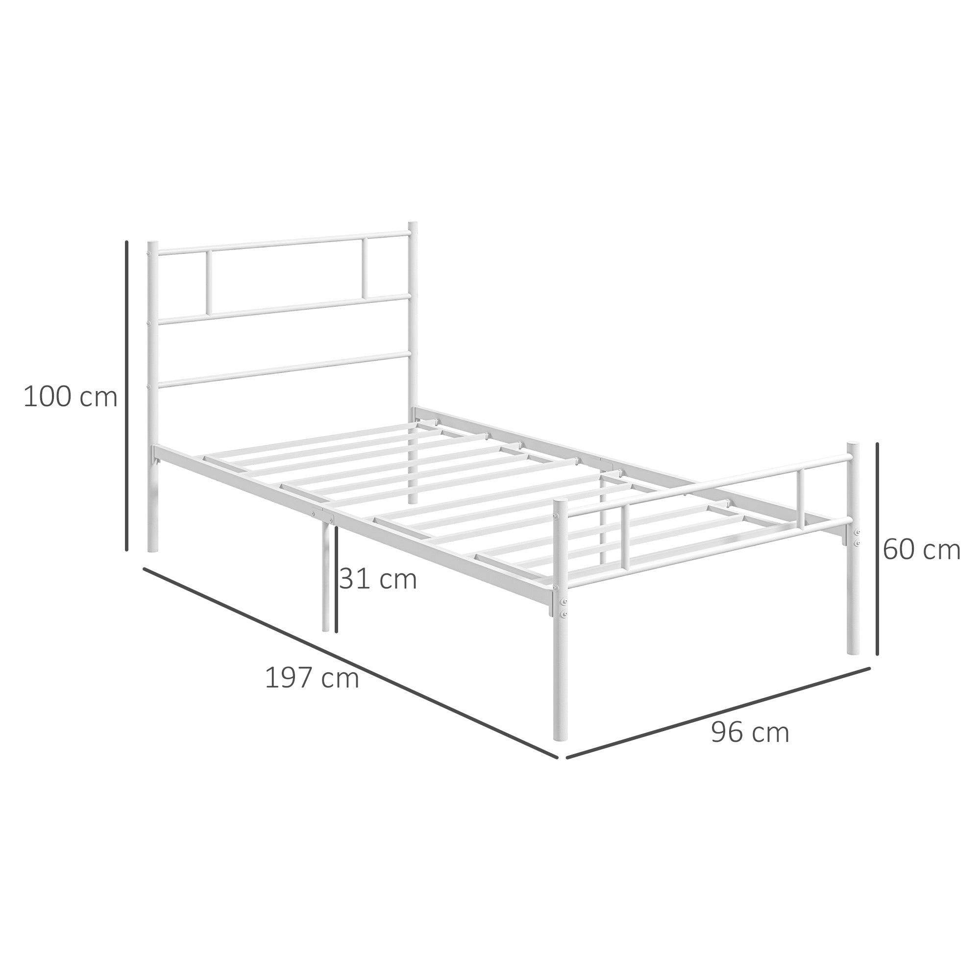 Direct Home Furniture Basics Single Metal Bed Frame White