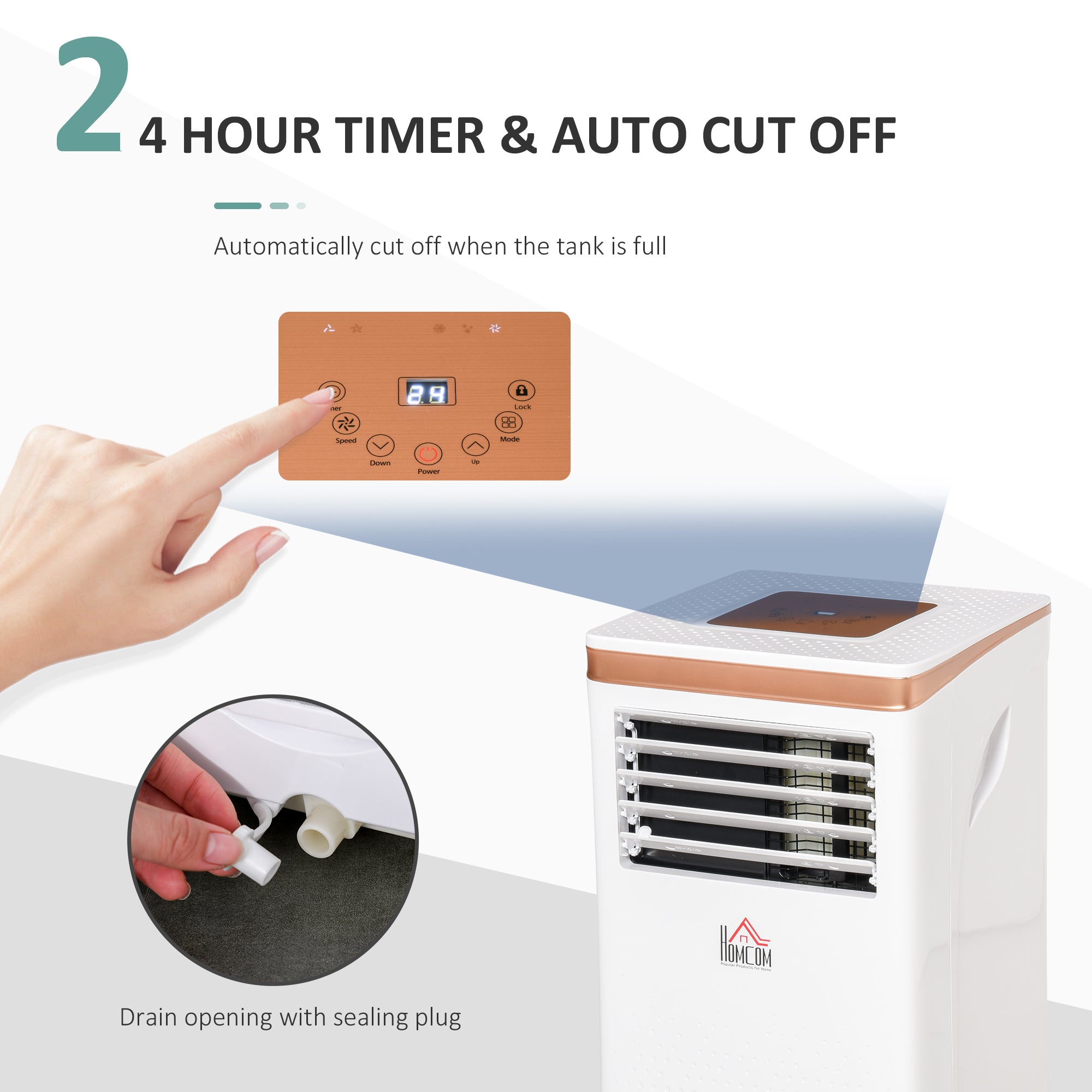 9000 BTU 4-In-1 Compact Portable Mobile Air Conditioner Unit Cooling Dehumidifying Ventilating w/ Fan Remote LED 24 Hr Timer Auto Shut-Down