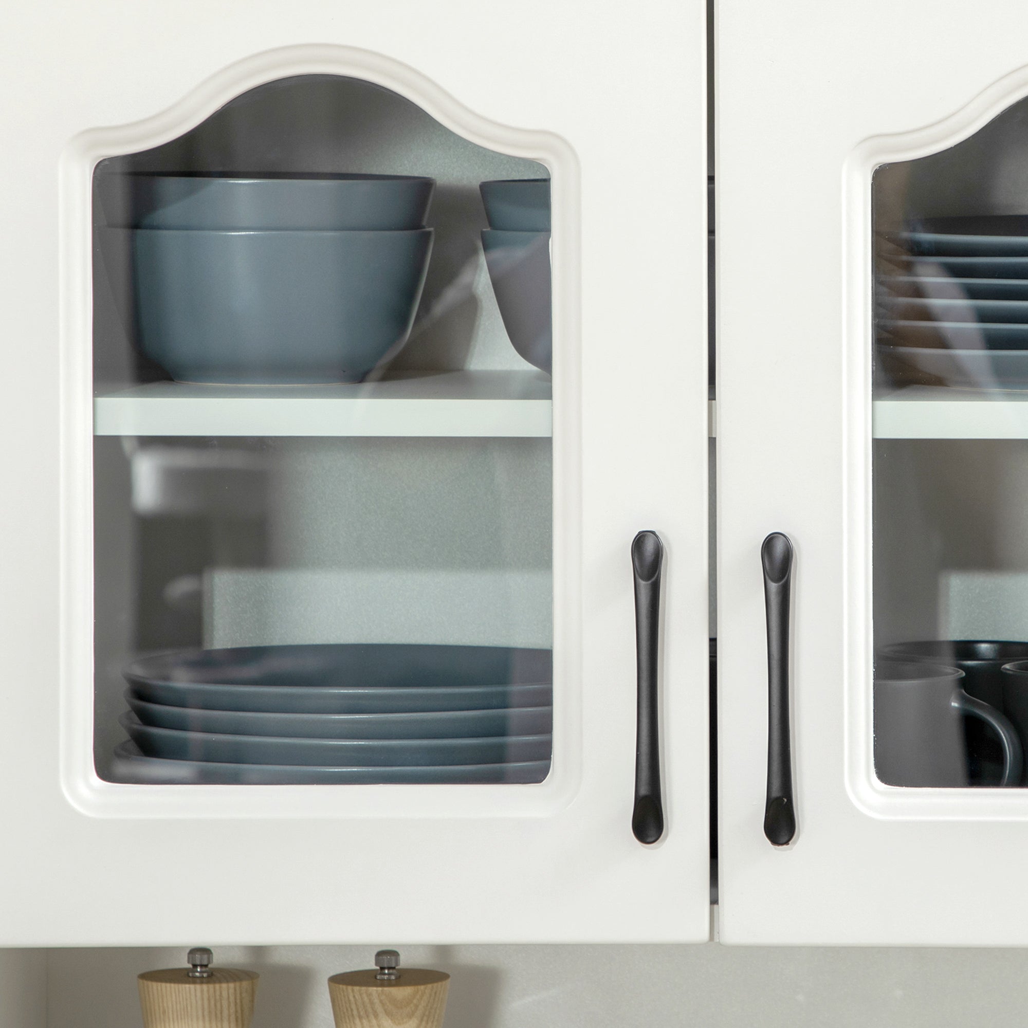 Freestanding Kitchen Cupboard with 2 Adjustable Shelves, 2 Drawers & Open Counter 168cm - White