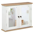 Wall Mounted Bathroom Mirror Cabinet with Double Doors and Adjustable Shelves - White