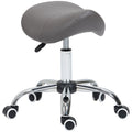 Cosmetic Salon Stool 360° Swivel Height Adjustable Hydraulic Rolling Saddle Chair - Grey