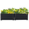 Set of 2 Raised Garden Beds Galvanised Steel Planters - Grey