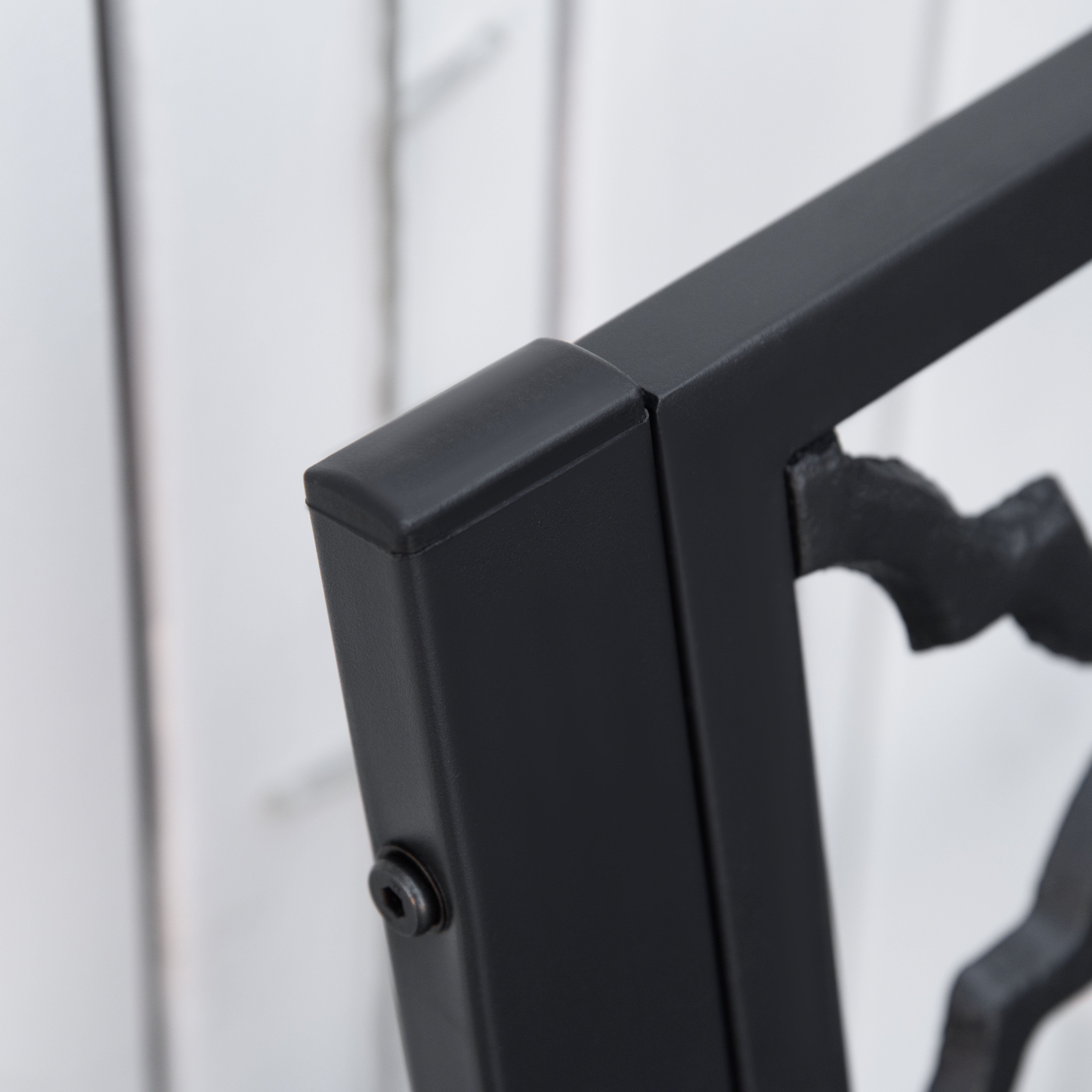 2 Seater Cast Iron Garden Bench with Armrest - Matte Black