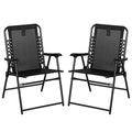Set of 2 Portable Folding Outdoor Chairs with Ergonomic Design - Black