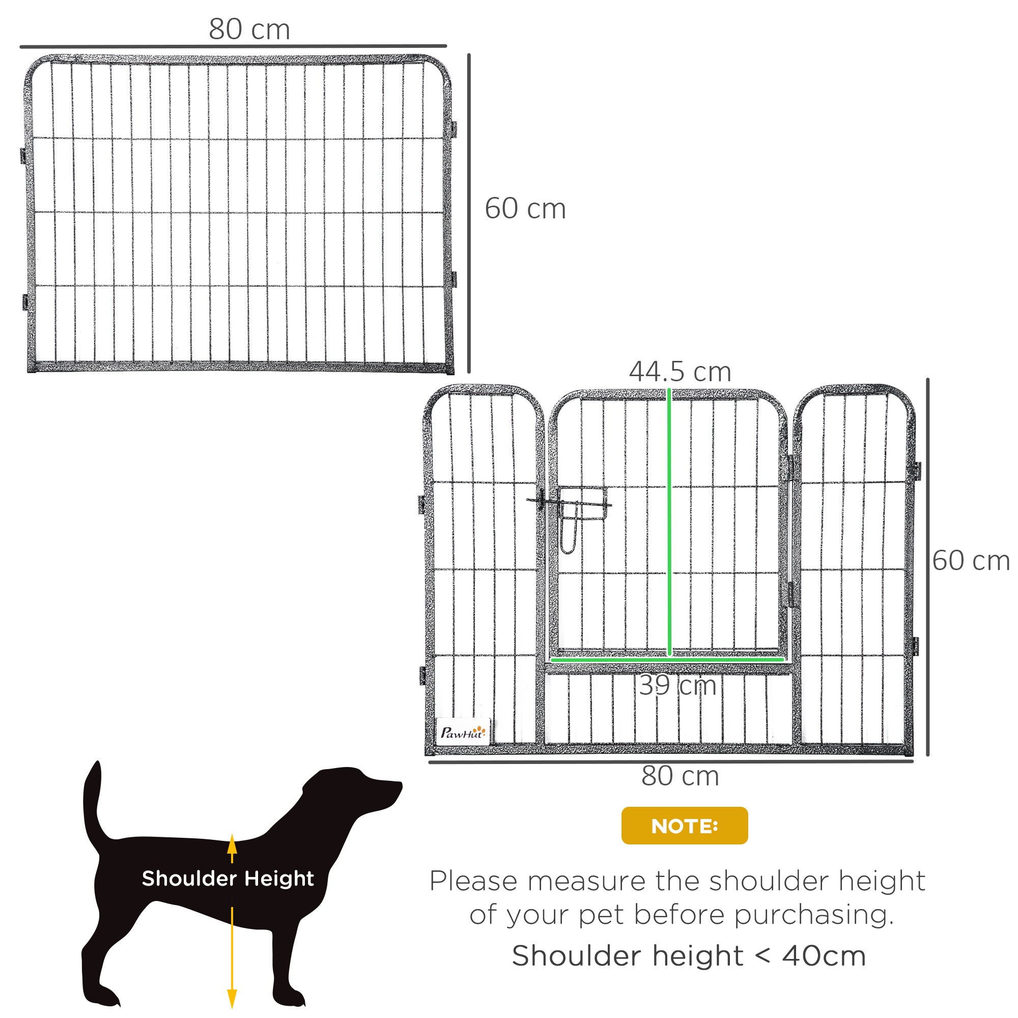 Heavy Duty Dog Pen with 2 Doors, 16 Panels Dog Playpen, Portable Puppy Pen for Indoors, Outdoors, 60H cm