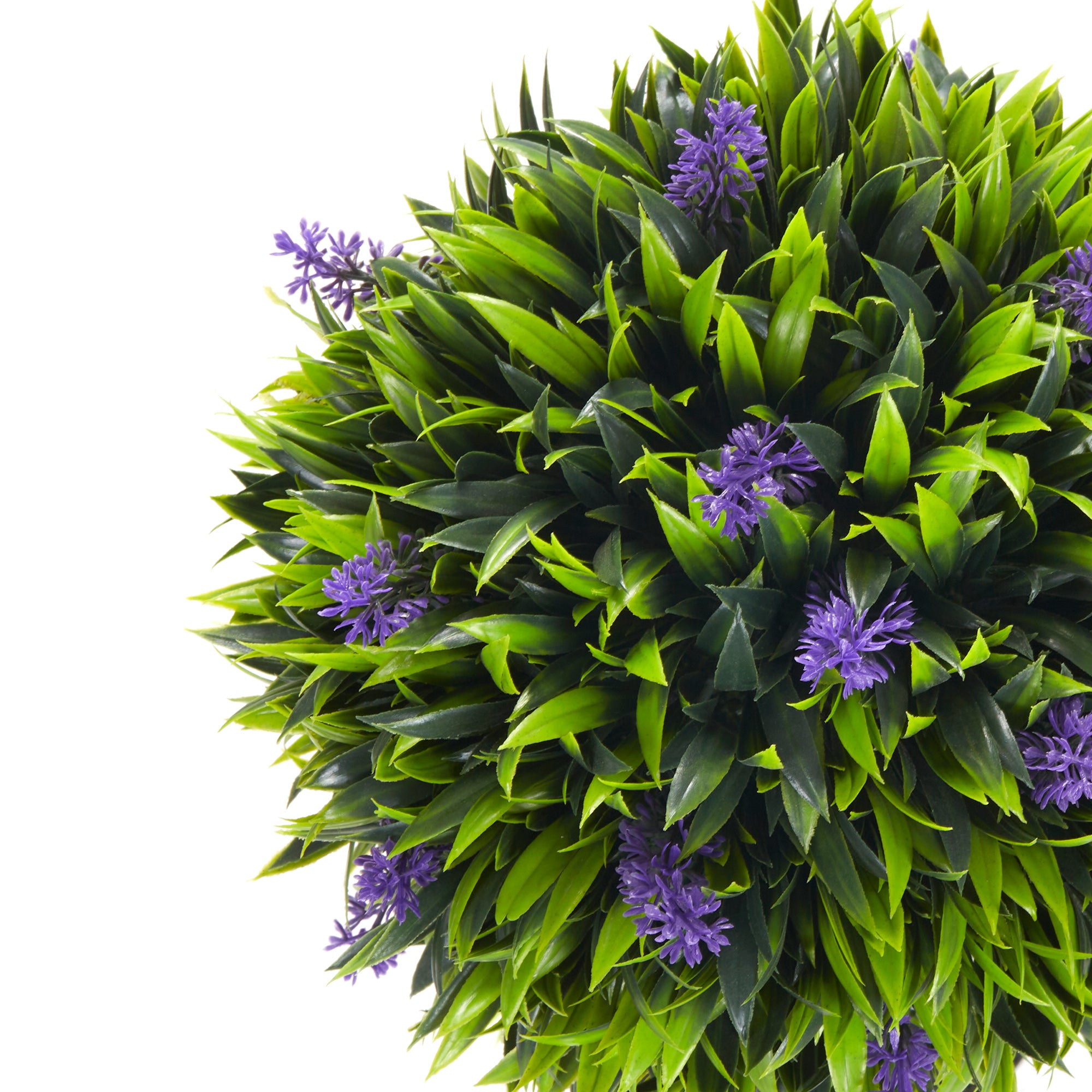 Set of 2 Decorative Artificial Ball Trees with Lavender Flowers in Pot 60cm - Green