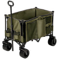 Folding Garden Trolley with Steel Frame, 360° Wheels and Adjustable Handle - Green