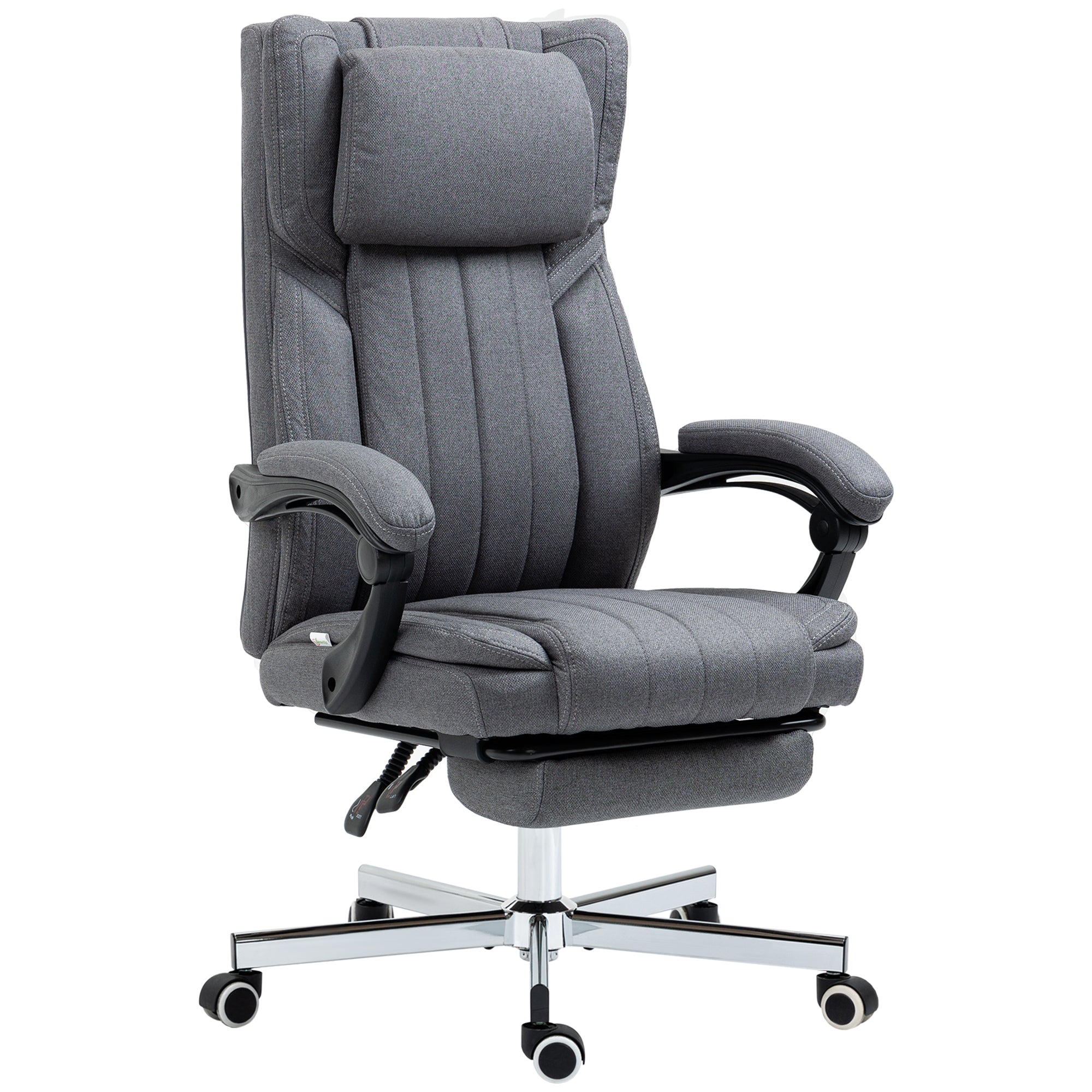 High Back Computer Desk Chair, Executive Office Chair with Adjustable Headrest, Footrest, Reclining Back, Dark Grey