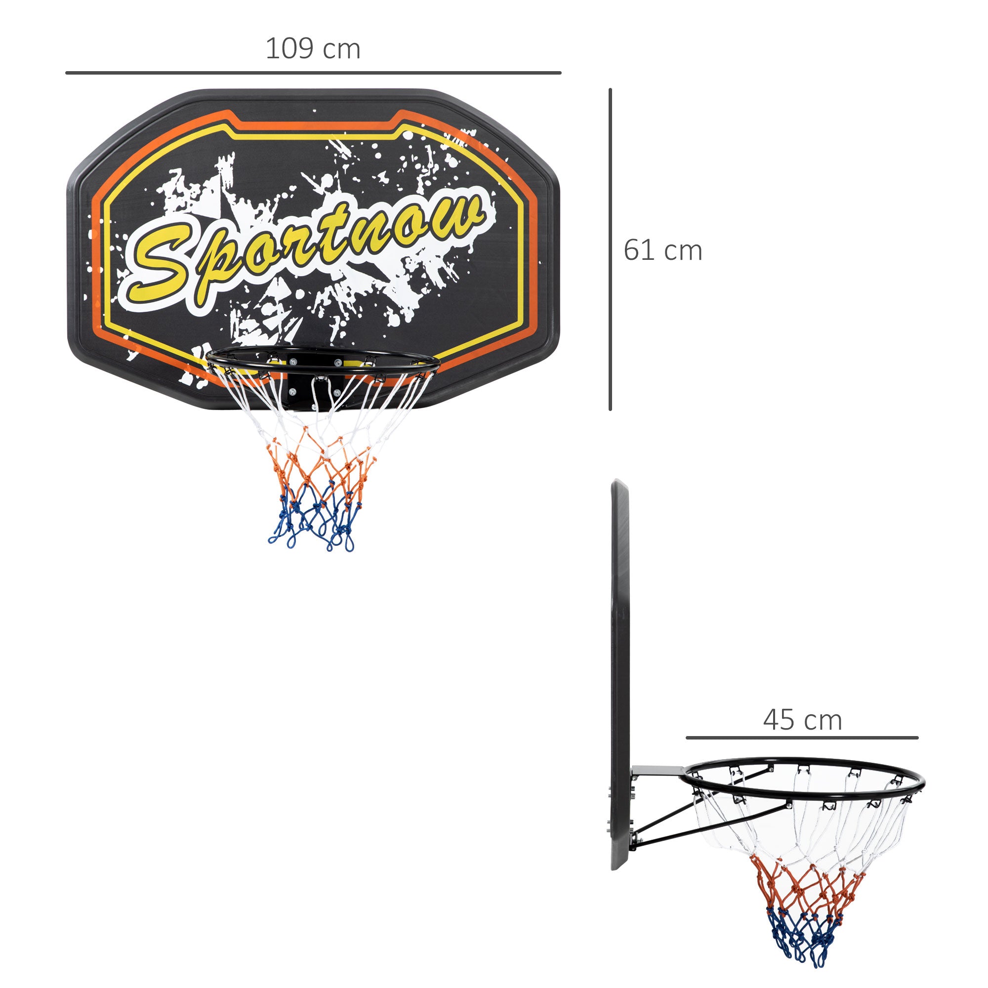 Wall Mounted Basketball Hoop, Mini Basketball Hoop and Backboard for Kids and Adults, Outdoors and Indoors Door & Wall Use, Red and Yellow