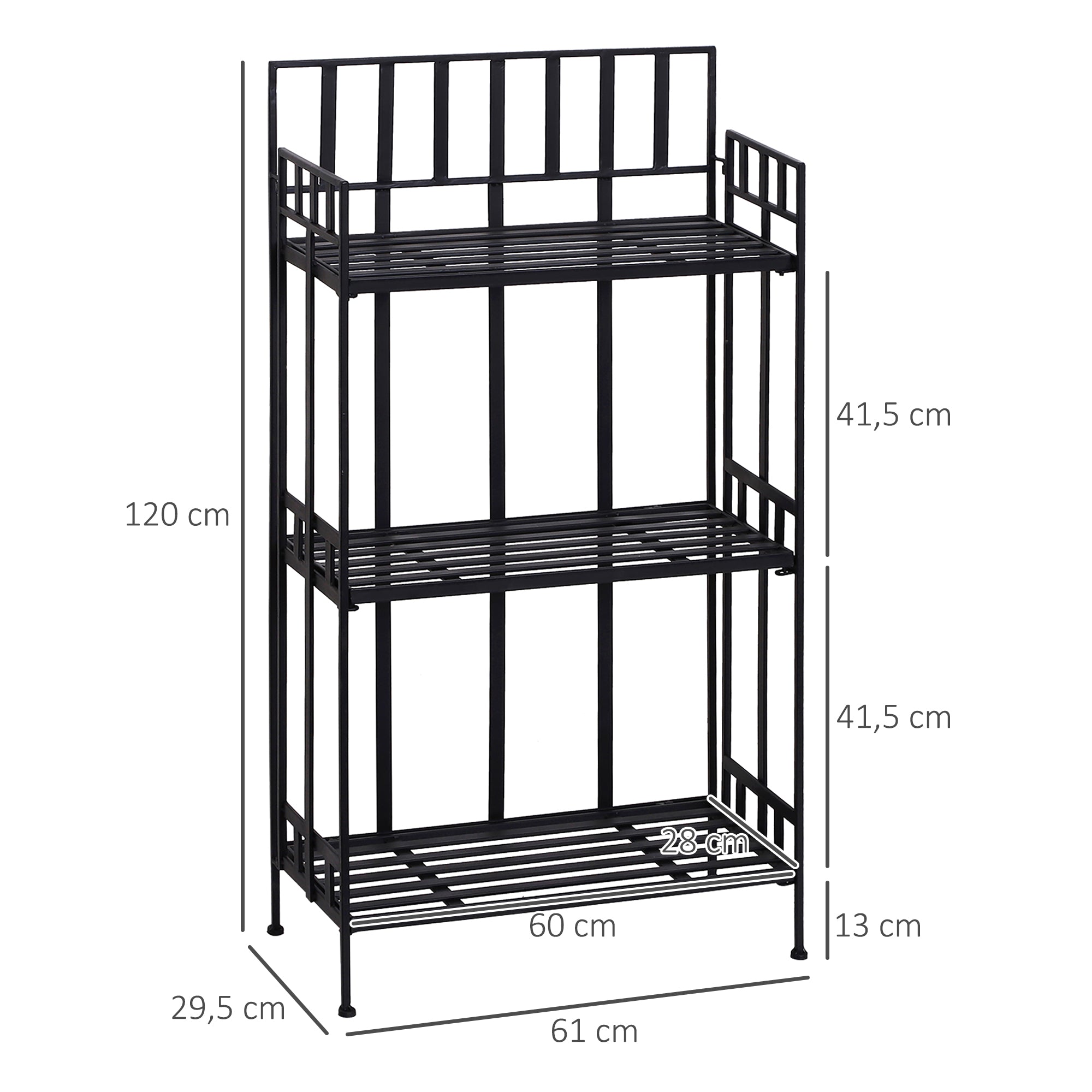 Retro 3-Tier Garden Plant Stand Plant Shelf Metal Flower Display Rack Bookshelf Bathroom Shelf