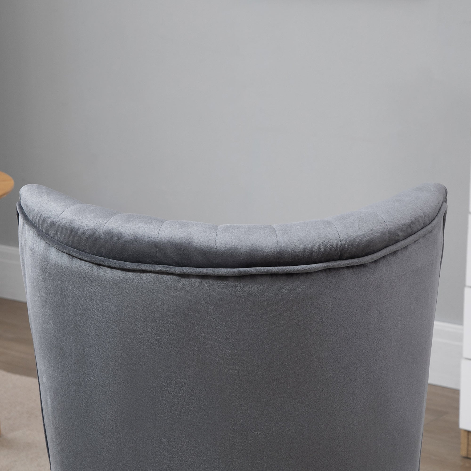 Velvet Accent Chair Occasional Tub Seat Padding Curved Back with Wood Frame Legs Home Furniture Set of 2 Grey