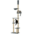 Floor to Ceiling 6-Tier Cat Tree Climbing Tower with Scratching Post & Hammock, Adjustable 230-250cm - Grey
