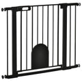 Extra Wide 75-103 cm Pressure Fit Pet Safety Gate with Small Door, Auto Close & Double Locking - Black