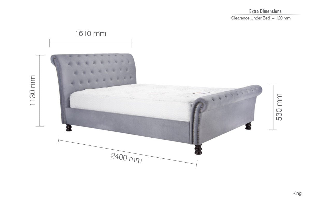 Opulence King Bed Grey - Bedzy UK modern and affordable home furniture England