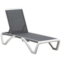Portable Outdoor Adjustable Chaise Lounge with Breathable Texteline - Light Grey
