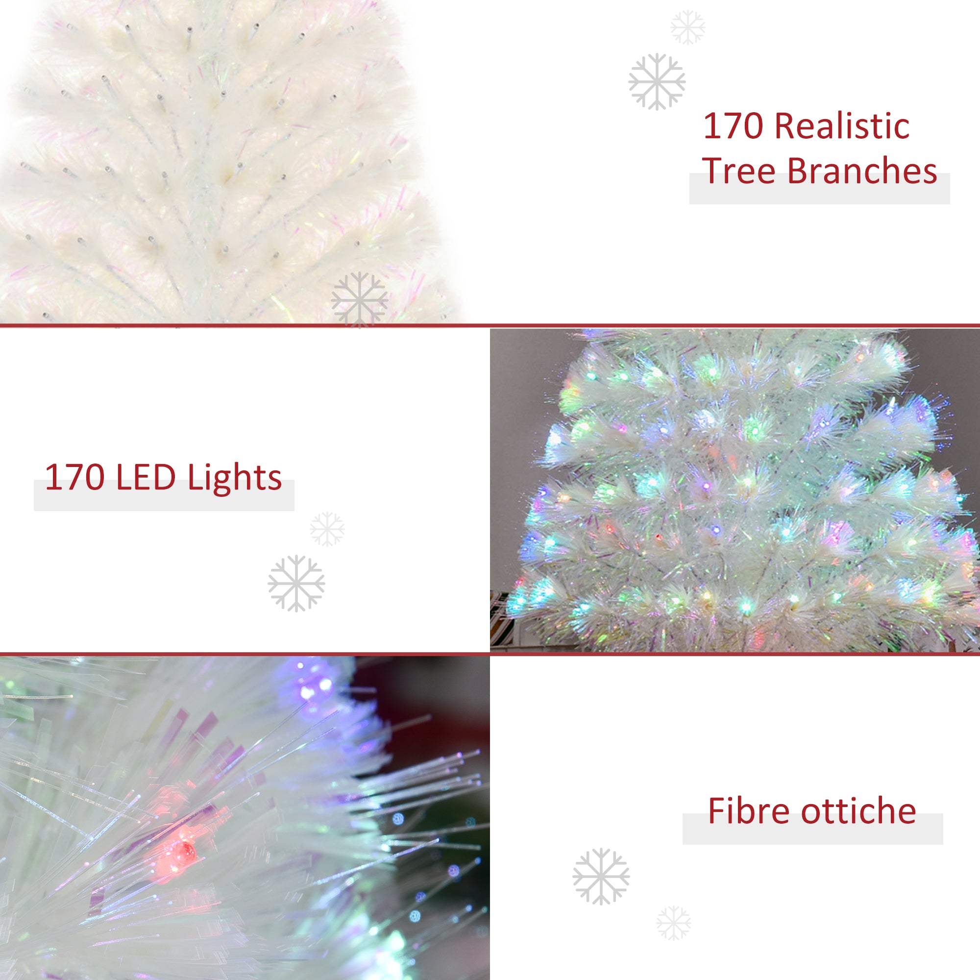 4 Feet Prelit Artificial Christmas Tree with Fiber Optic LED Light, Holiday Home Xmas Decoration, White