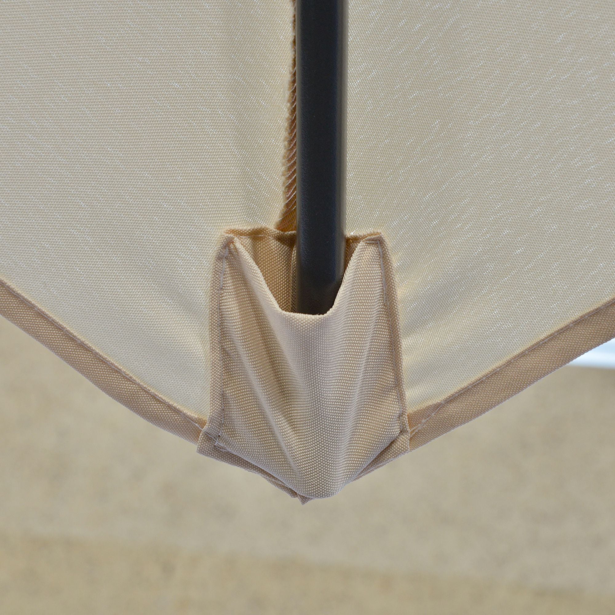 3m Cantilever Patio Parasol with Easy Lever Crank, Cross Base & 6 Metal Ribs - Cream White