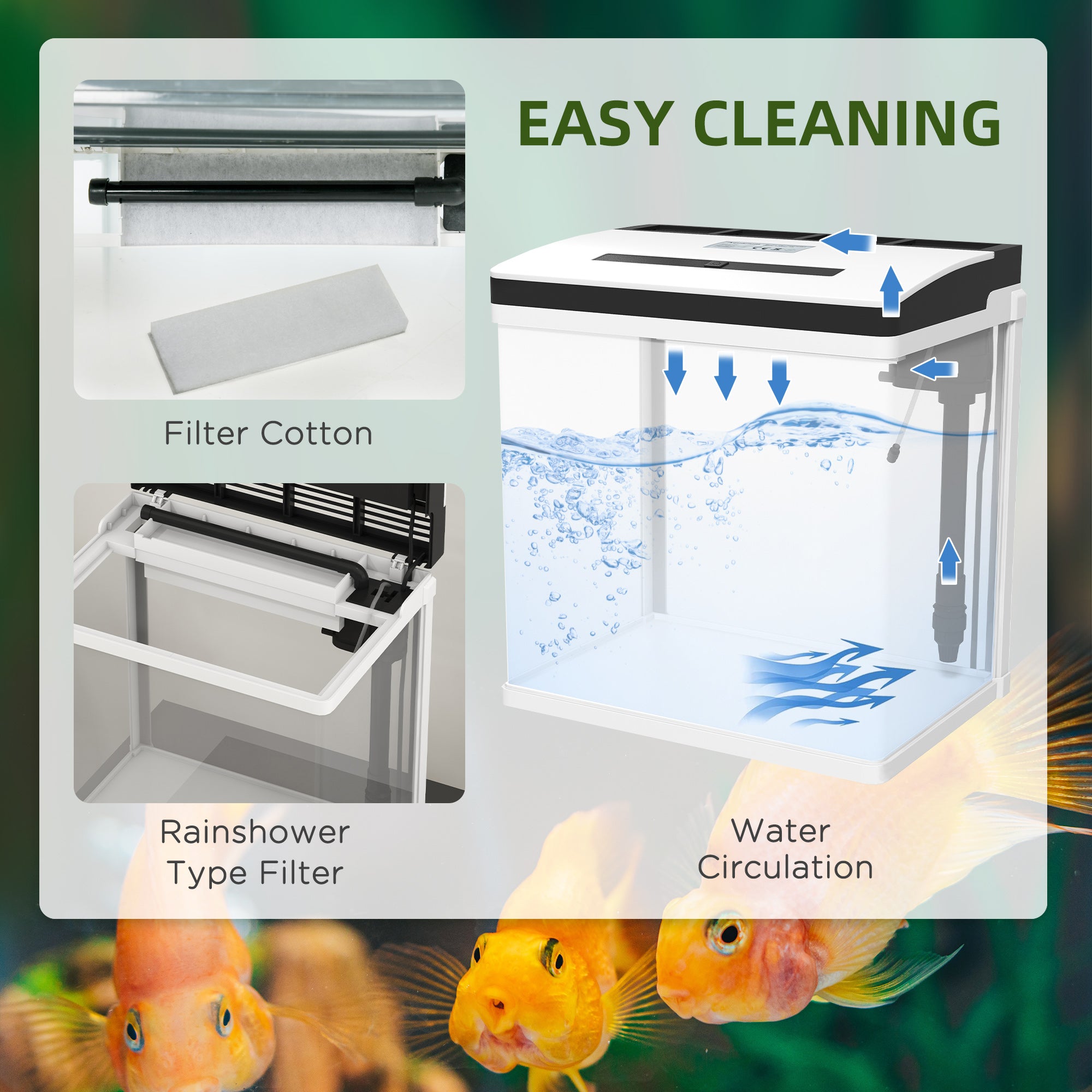 28L Glass Aquarium Fish Tank with LED Lighting and Filter for Betta, Guppy, Shrimp - White