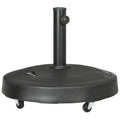 Resin Garden Parasol Base with Wheels and Retractable Handles for 38-48mm Poles - Black