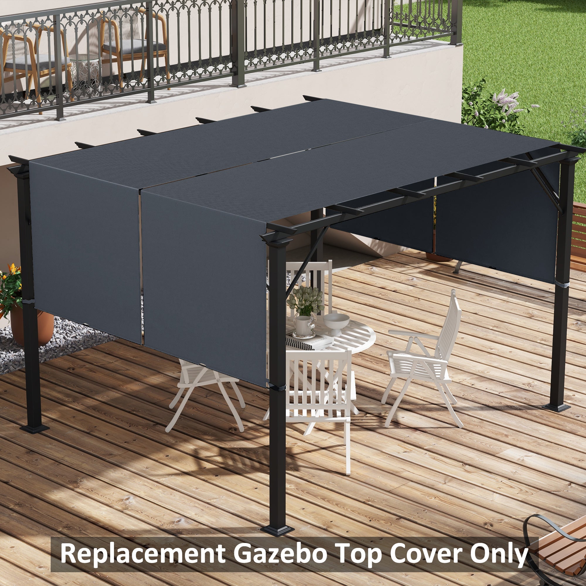 2 Pcs UV Protection Replacement Canopy for 3x3m Pergola - Dark Grey