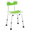 6-Level Height Adjustable Shower Chair with Backrest, Curved Seat & Anti-Slip Pads, 136kg Capacity - Green