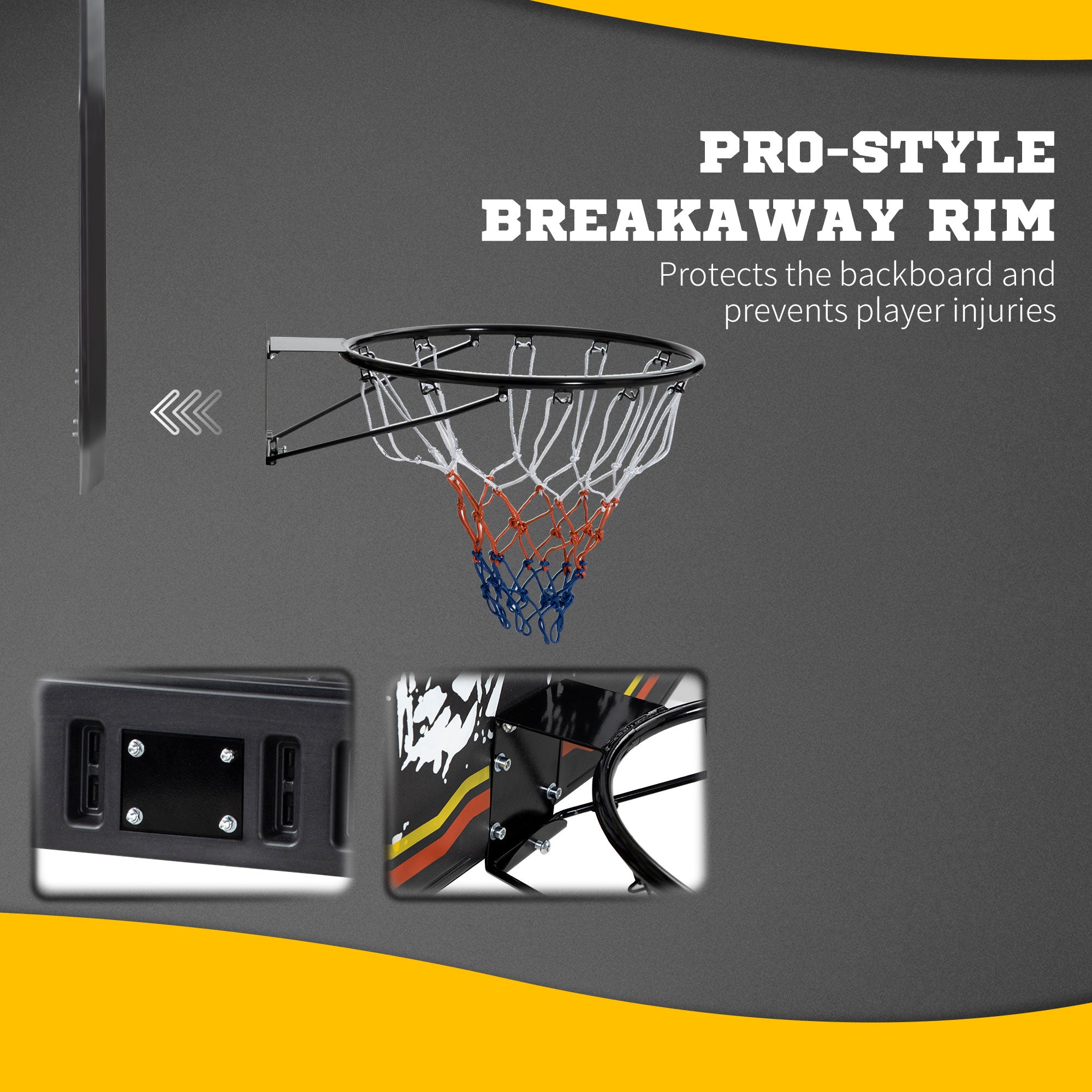 Wall Mounted Basketball Hoop, Mini Basketball Hoop and Backboard for Kids and Adults, Outdoors and Indoors Door & Wall Use, Red and Yellow