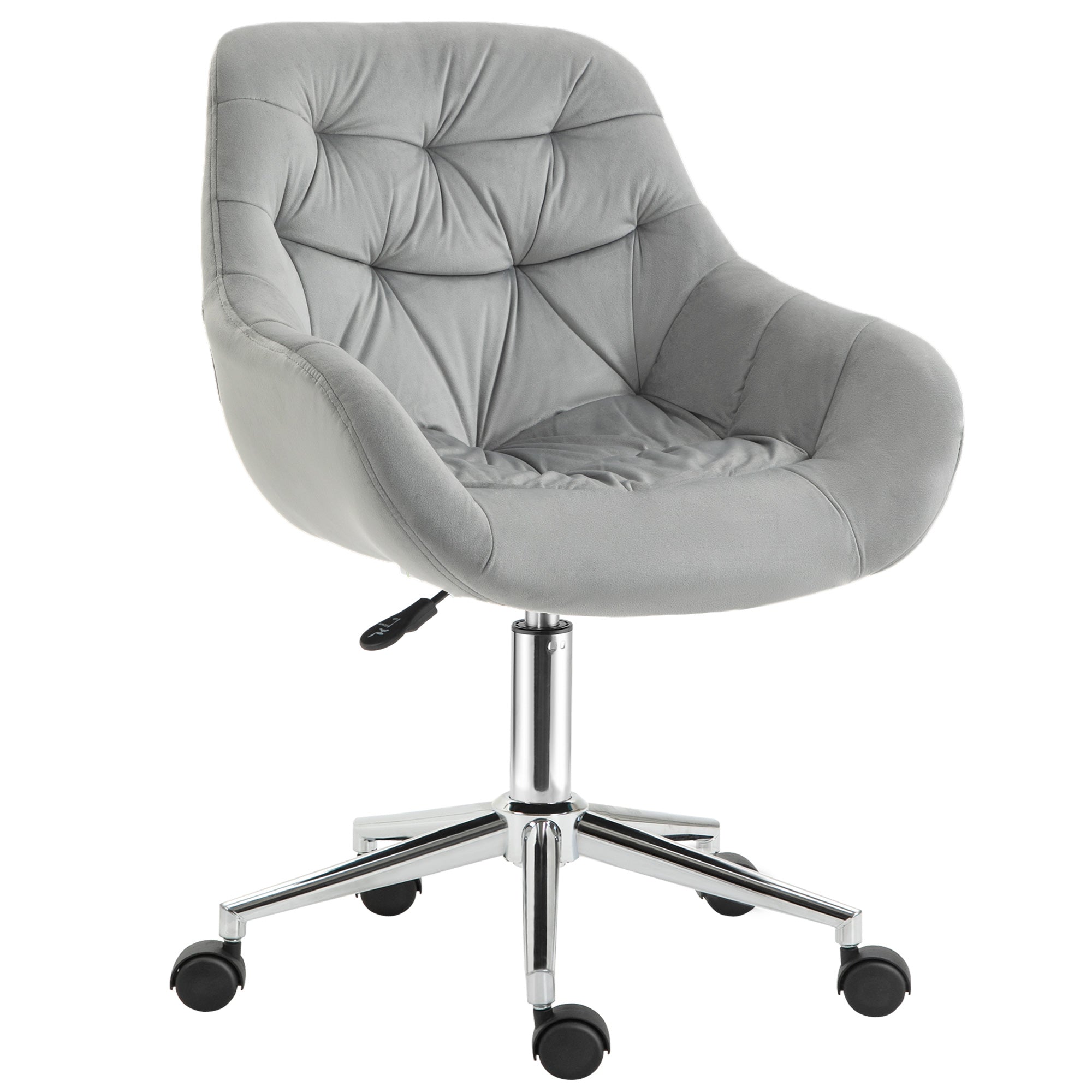 Home Office Chair Velvet Ergonomic Computer Chair Comfy Desk Chair with Adjustable Height, Arm and Back Support, Grey