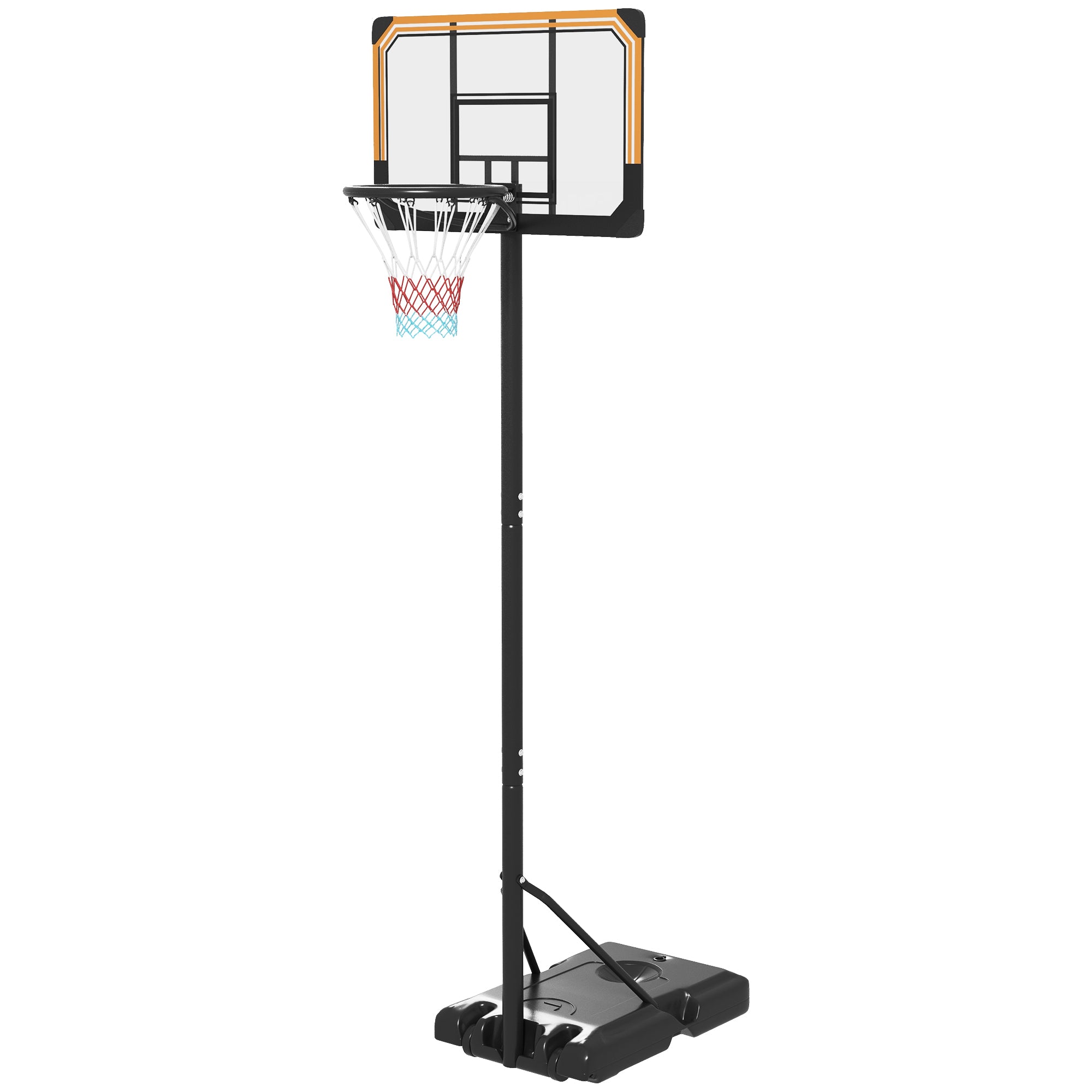 Height Adjustable Basketball Stand Net Set System, Free standing Basketball Hoop and Stand with Wheels, 182-213cm, Black