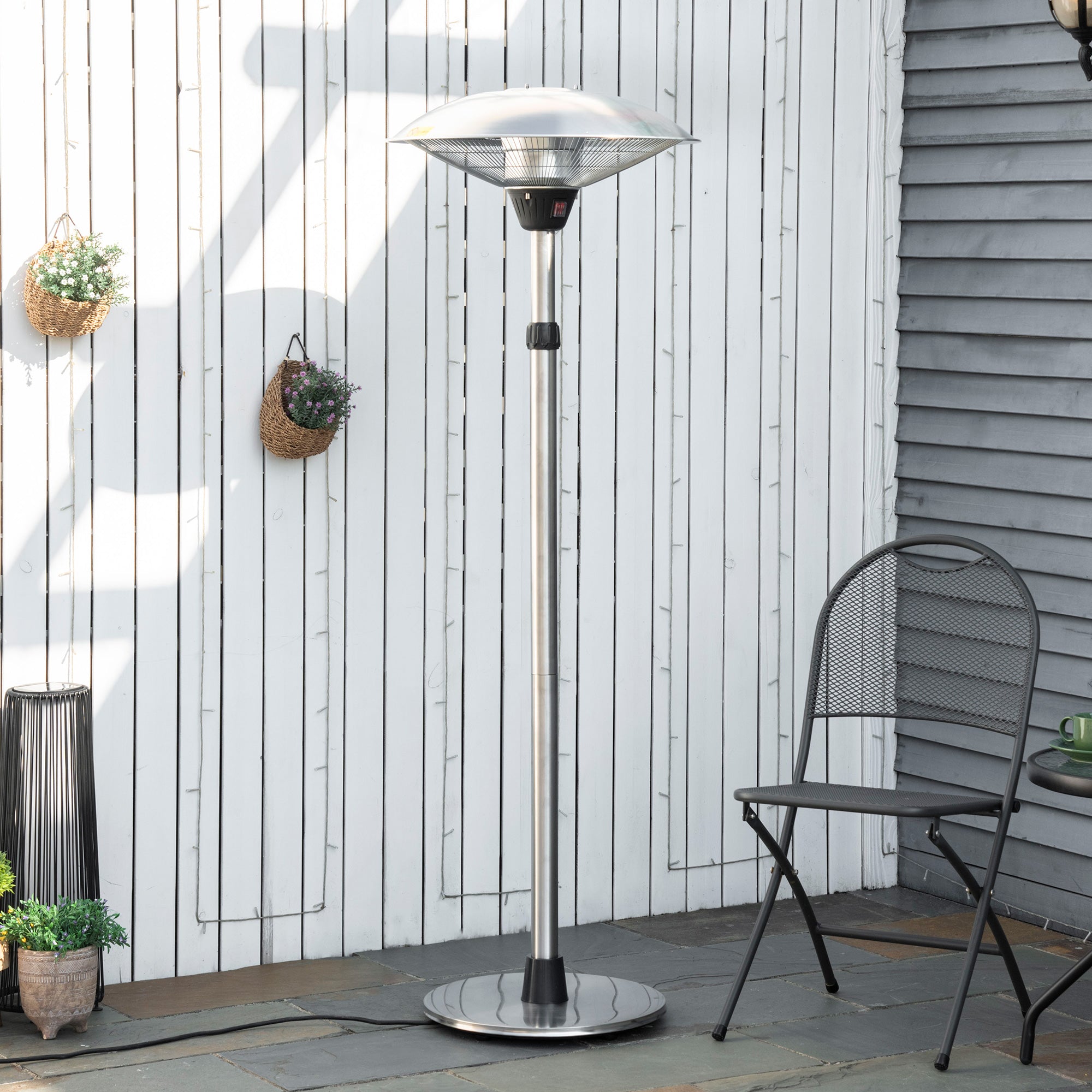 3KW Electric Patio Heater with 3 Heat Settings Freestanding Infrared Outdoor with Adjustable Height 5M Extra Long Power Lead Aluminium Alloy