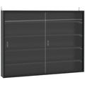 5-Tier Particle Board Wall-Mounted Glass Door Display Cabinet - Black