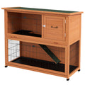 2 Tier Antiseptic Wood Rabbit Hutch with Run Outdoor - Orange