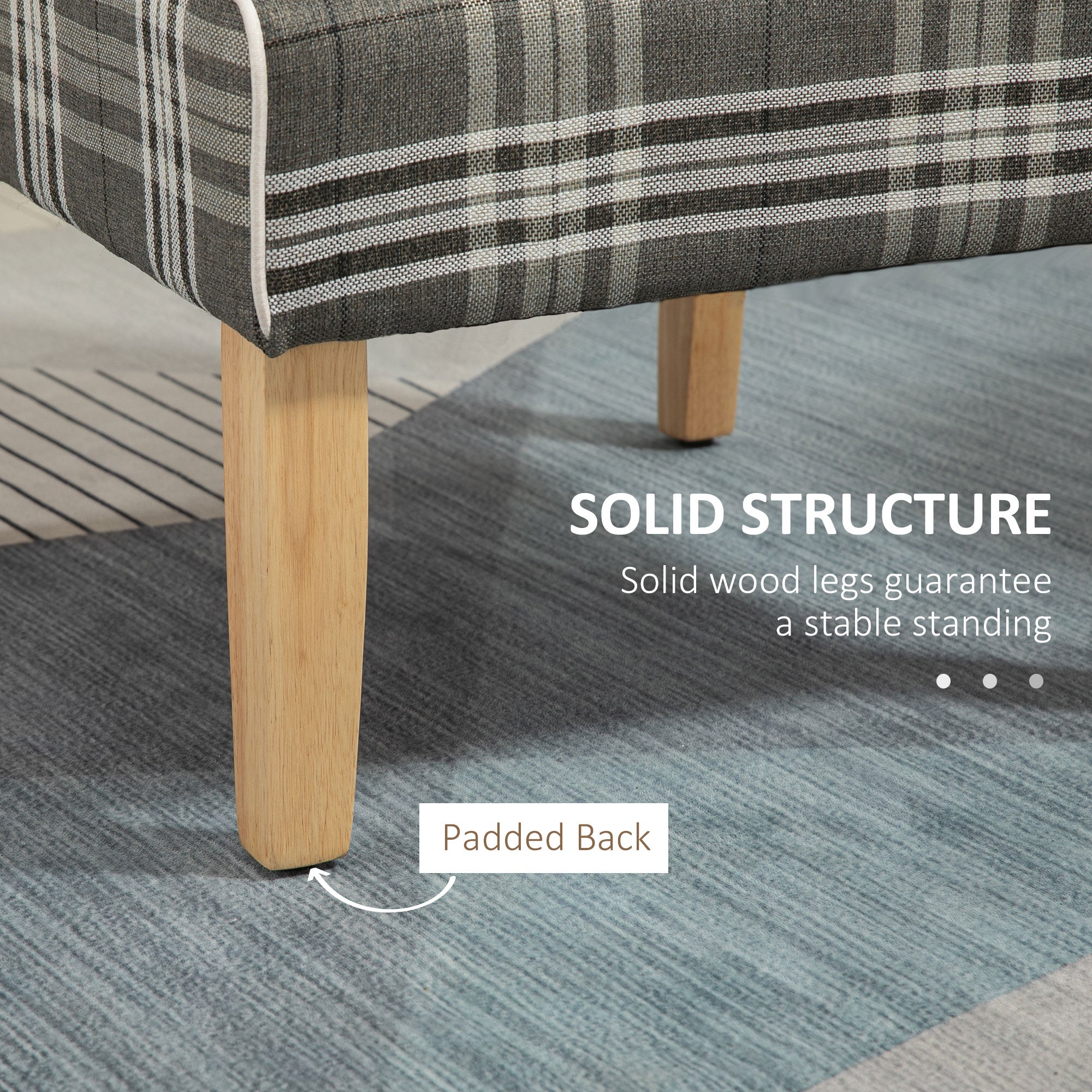 Modern Dining Chair, Linen-Touch Fabric Comfy Chair, Upholstered Armless Kitchen Chair with Rubber Wood Legs, for Living Room Bedroom, Grey