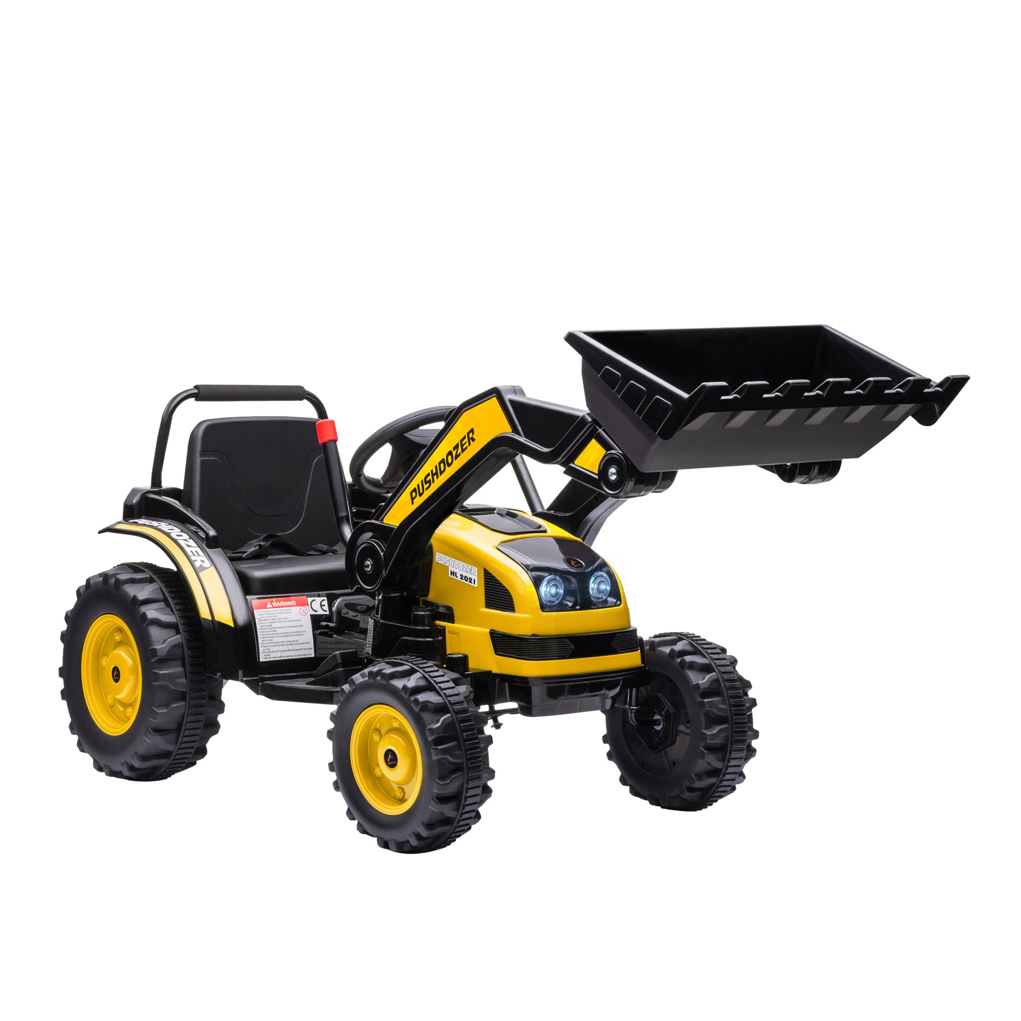 Kids Digger Ride On Excavator 6V Battery Powered Construction Tractor Music Headlight Moving Forward Backward Gear for 3-5 years old Yellow