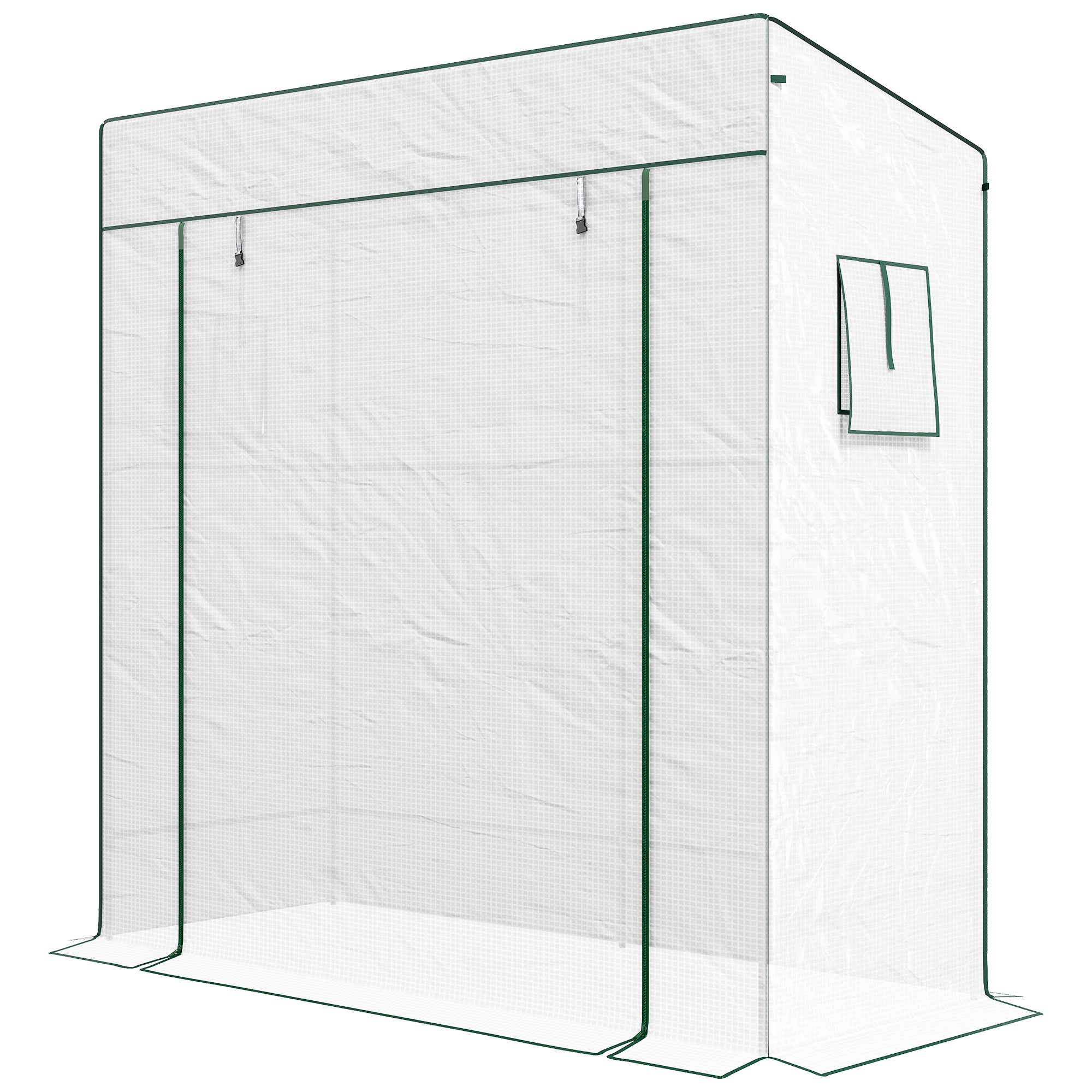 PE Cover Walk-in Outdoor Greenhouse, White