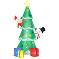 7ft Christmas Inflatable Tree with LED Lights, Santa, Snowman & Gift Box - Green