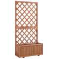 Wooden Pine Raised Bed Planter with Trellis for Garden Flowers - Orange