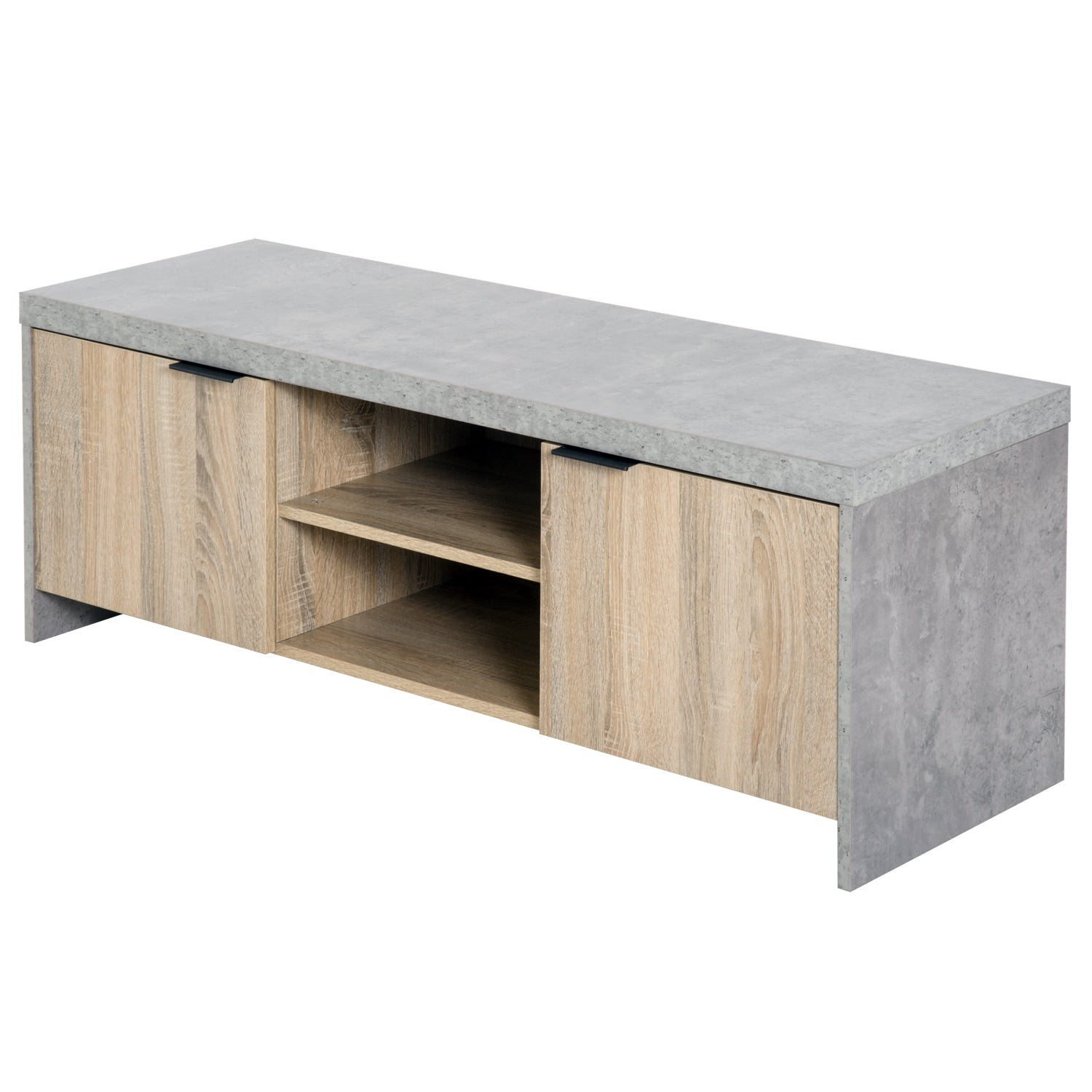 Wooden TV Unit 1.2M TV Stand Cabinet Home Media Center DVD CD Storage Unit Entertainment Station Living Room Furniture-Grey