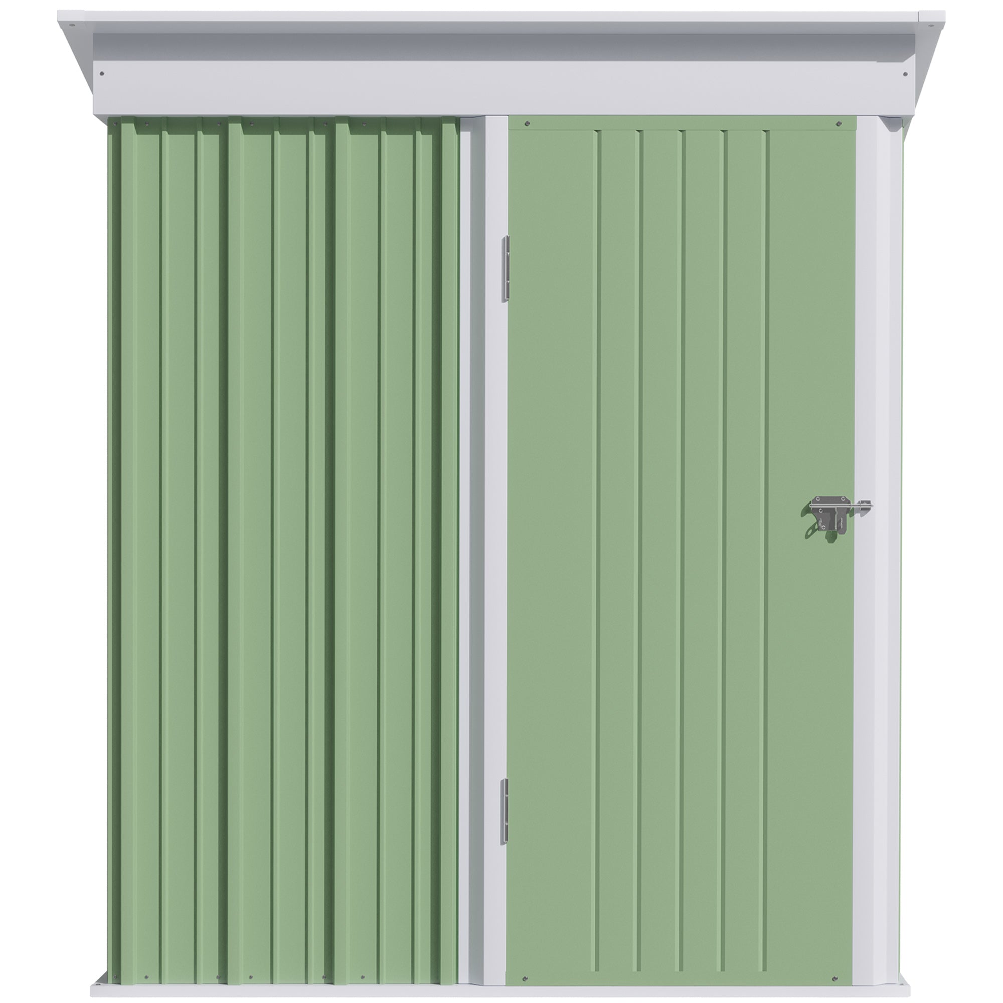 5'x3'x6' Metal Garden Shed Roofed Lean-to Shed for Tool Motor Bike, with Adjustable Shelf, Lock, Gloves, Green