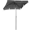 Rectangular Aluminium Patio Sun Umbrella Parasol 2M x 1.25M - Grey