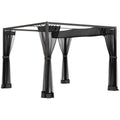 3 x 3 Metre Retractable Pergola With Mesh Curtains - Dark Grey